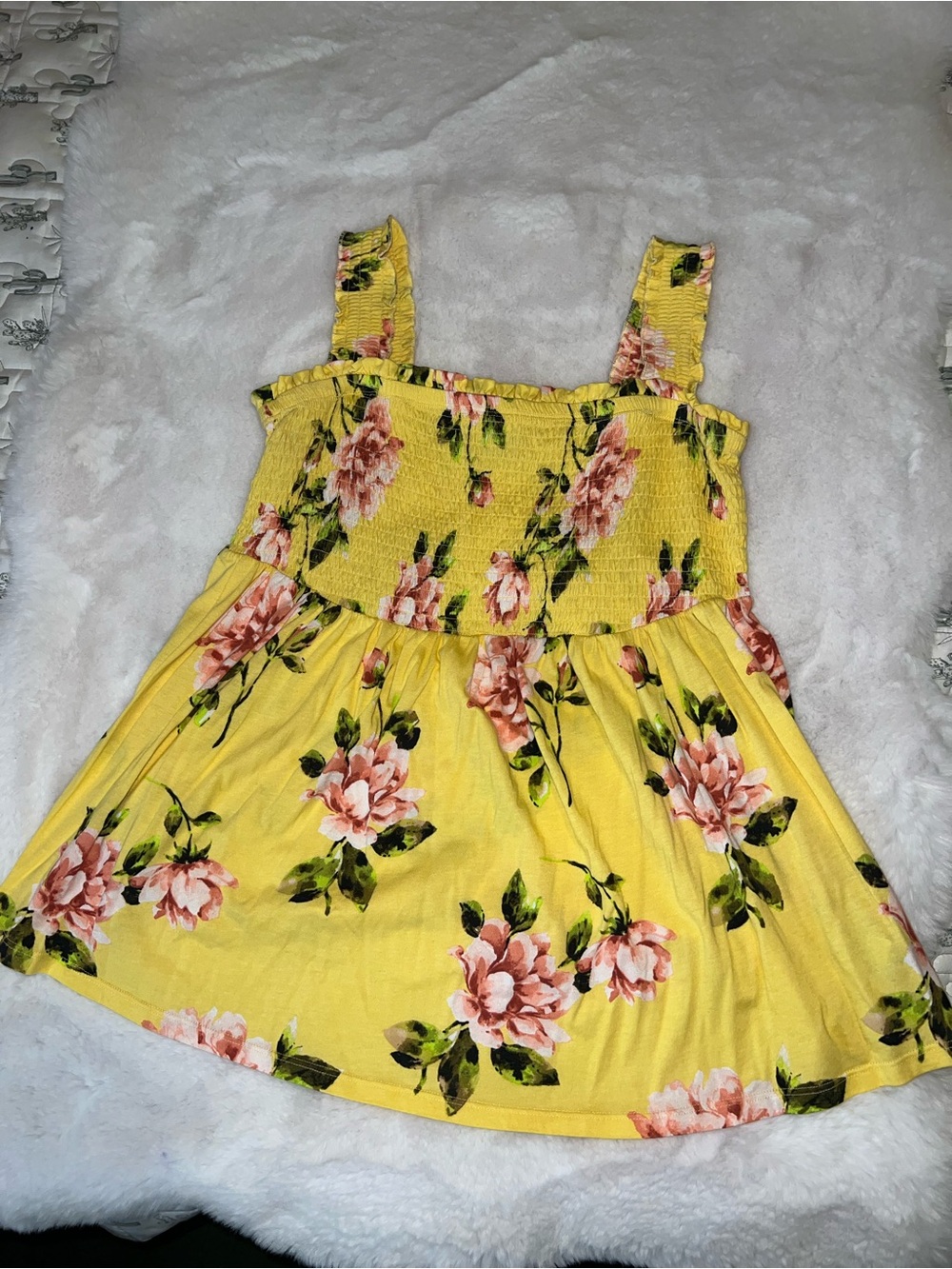 torrid Yellow Floral Smocked Tank Top